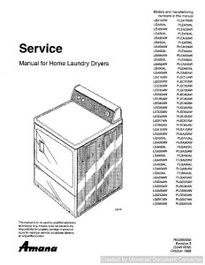 Amana PLGD20AW Home Laundry Dryer Service Manual