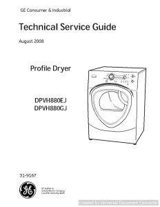 GE DPVH880GJ Profile Dryer Technical Service Guide