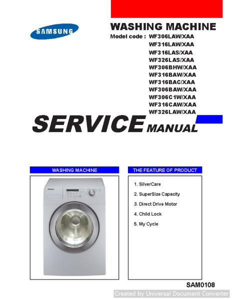 Samsung WF316BAW XAA Service Manual