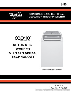 Whirlpool Cabrio WTW6600S Automatic Washer Service manual