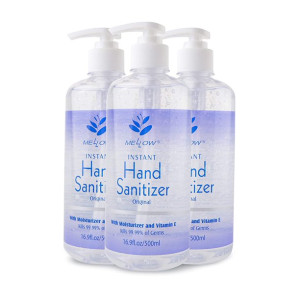 Mellow Hand Sanitizer Gel Fresh Clean Scent-with Moisturizer and Vitamin E-17fl oz-3 Pack