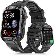 Smart Watch for Men Answer/Make Calls 1.96" Rugged Military IP68 Waterproof Smartwatches, Fitness Tracker with Heart Rate/Stress/SpO2/Sleep Monitor, 100+ Sports Modes, Compatible for Android and iOS