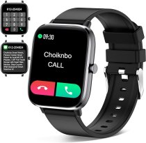 Smart Watch, Smart Fitness Tracker Watches Android iOS Phones Compatible, IP67 Waterproof with Bluetooth Answer/Make Call/Text Message/Sleep/Heart Rate/Blood Oxygen Smartwatch for Men Women Black