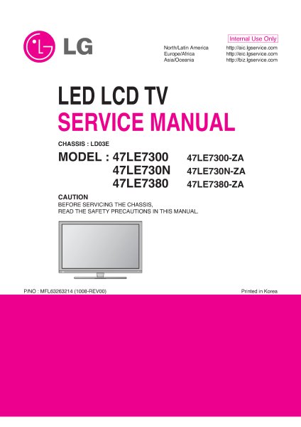 LG LCD 47LE7300 TV Service Manual